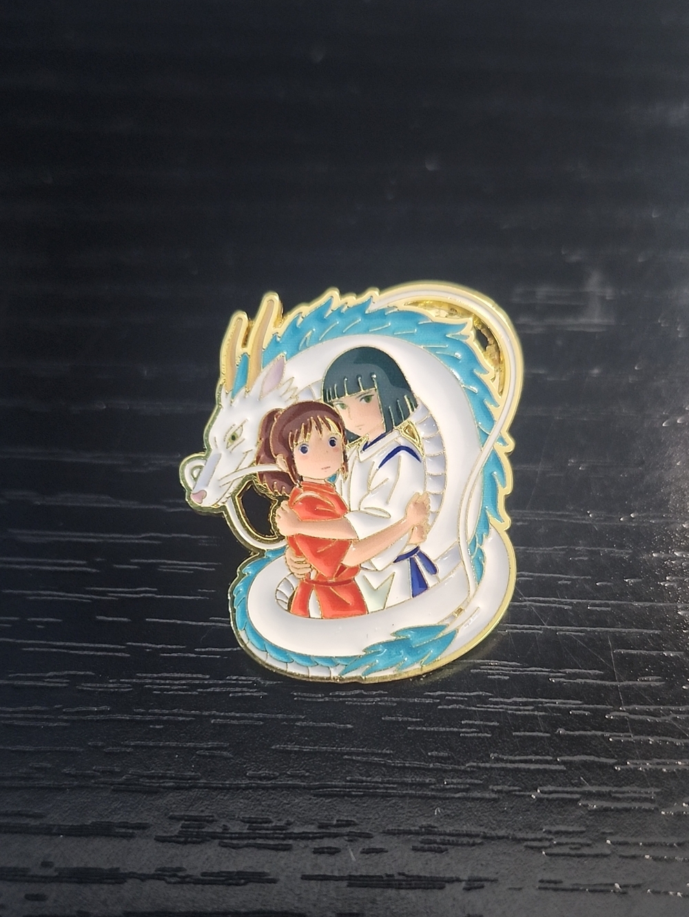 Enamel Pin Featuring Chihiro and Haku in From Studio Ghibli's Spirited Away